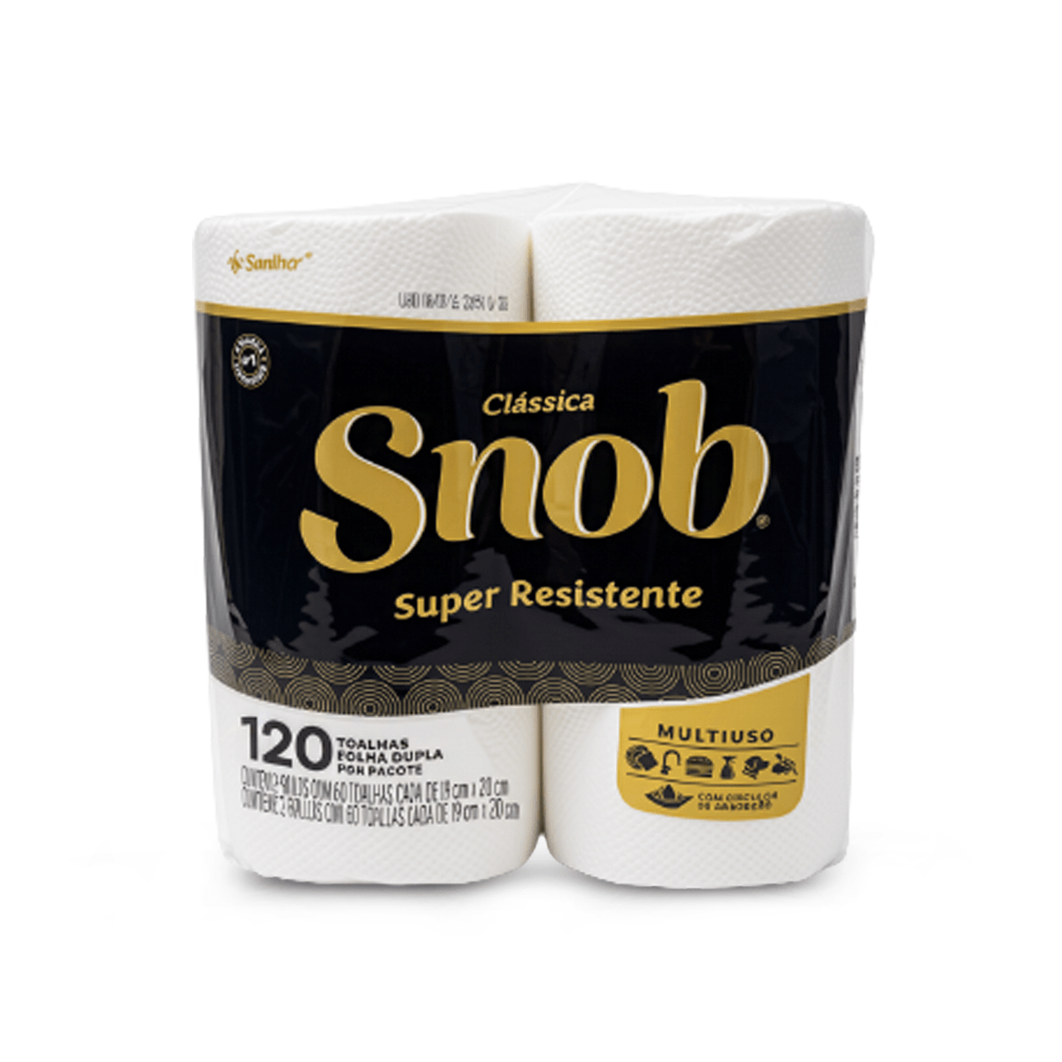 Papel Toalha Branca Lisa com 2 Rolos Snob